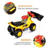 Kids Ride-On Toy Bulldozer | Push Along Digger | Toy Horn and Storage Seat