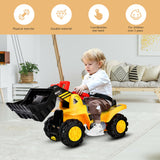 Kids Ride-On Toy Bulldozer | Push Along Digger | Toy Horn and Storage Seat