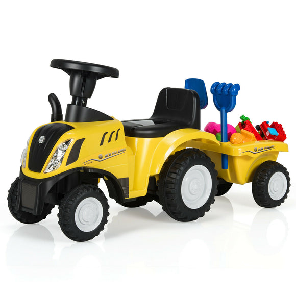 Due to the solid and sturdy steel frame, the tractor and trailer has a weight capacity of 25kg.