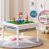 Umweltbewusster 3-in-1-Lego-Tisch für Kinder | Aktivitätstabelle | Großer Stauraum | Weiß | 2 Jahre+