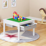 Mesa Lego para niños 3 en 1 ecológica | Mesa de actividades | Almacenamiento grande | Blanco