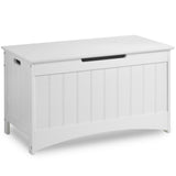 Kids Large Wooden Toy Box with Slow Release Hinge | Ottoman | Blanket Box | White | 80cm long