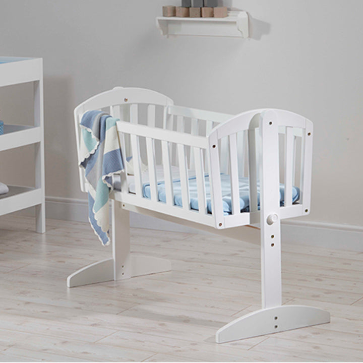 Deluxe Newborn Swinging Hi Quality Eco-Conscious Wood Crib White
