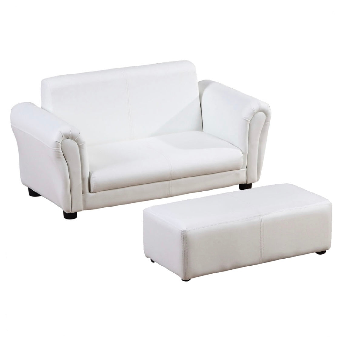 Childrens 2 Seater Mini Sofa Set with Large Footstool White www.littlehelper