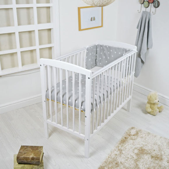 White Solid Pine Space Saver Height Adjustable Cot  | 105cm Long x 55cm Wide