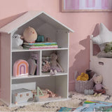 Großes 3-stöckiges Montessori-Puppenhaus und Bücherregal aus Holz | Bibliothek | Spielzeugaufbewahrung | 89cm hoch
