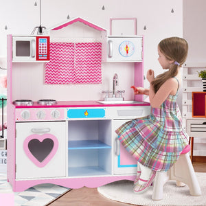 Infantil | Cocina de juguete de madera grande para niños que incluye juego | Rosa | 3-7 años