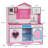 Esta cocina de juguete mide 1 metro de alto x 82 cm de ancho y tiene muchas características realistas.