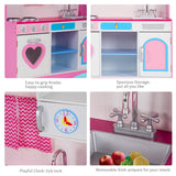 This toy kitchen has realistic features for a realistic play experience