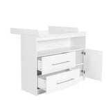 2-in-1 Modern Baby Changing Unit | Storage Shelf | 2 Drawers | Cupboard & Removable Topper | White