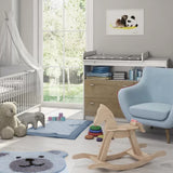 Eco Conscious Sonoma Oak Wood Baby Changing Unit | Storage Pockets | Cupboard & 2 Drawers | Removable Top | White & Oak