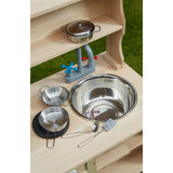 Stainless steel wash basin, perfect for mud creations and easily cleaned