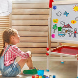 In hoogte verstelbare kinderezel van natuurlijk ecohout | whiteboard | schoolbord schildersezel