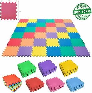 Interlocking Montessori Thick Foam Play Floor Mats | Jigsaw Mats for Baby Playpens and Playrooms | Multicoloured