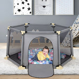 Large Hexganol Baby Playpen & Ballpit with Mattress | Grey | 6 - 36m