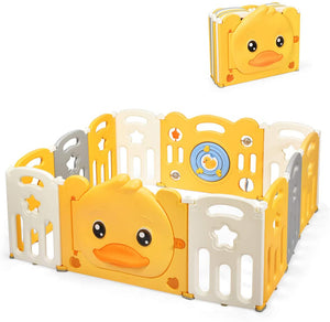 This cute duck themed baby playpen is modular so you can create different shapes
