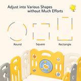 This modular 12 panel playpen also includes interactive play elements