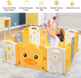 This colourful and bright baby playpen includes a safety door lock and plenty of space for you to play with baby