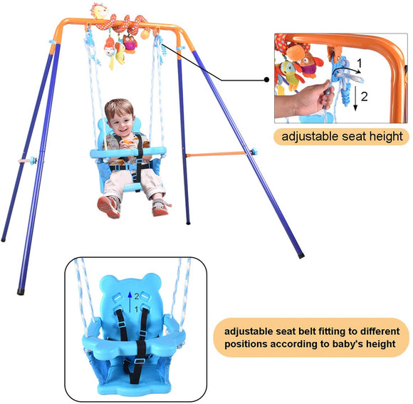 Included on this toddler swing is a toy bar, encouraging your tot to reach and pull whilst the toys entertain and delight.