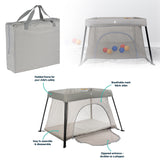Lightweight Folding Playpen & Travel Cot with Mattress & Carry Bag | Light Grey