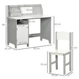 Montessori Homework Desk | Whiteboard | Storage  and Chair | White and Grey | 3-8 Years+