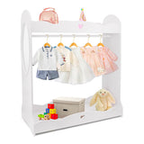 Large Deluxe Montessori Dress Up Rail | Mirror & Storage | White | 1.06m high x 95cm wide