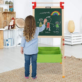 Height Adjustable Eco Pine Wood Blackboard & Whiteboard with Accessory Kit  | Storage | 3-10 Years