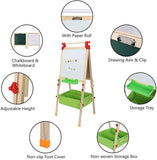 ارتفاع قابل للتعديل للأطفال من خشب الصنوبر الصديق للبيئة وسبورة بيضاء مع مجموعة ملحقات | تخزين | 3-10 سنوات
