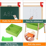 Kids Height Adjustable Eco Pine Wood Blackboard & Whiteboard with Accessory Kit | 3-10 Years