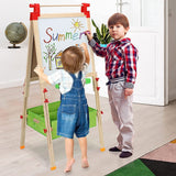 Lavagna e lavagna bianca per bambini ecologica in legno di pino regolabile in altezza con kit di accessori | Stoccaggio | 3-10 anni