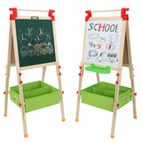 Børnehøjdejusterbar Eco Pine Wood Tavle & Whiteboard med tilbehørssæt | 3-10 år