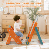 Montessori utrymmesbesparande Fällbar höjdjusterbar staffli och ryggstödsstol | 3-7 år