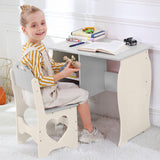 Montessori Sweetheart Children's Homework Desk | Bookshelf | Storage & Stool | Cream & Grey | 3-10 Years