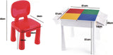 4-in-1 multifunctioneel plastic Lego voor kinderen | Duplotafel | Omkeerbaar bureau | Zand- en watertafel | 2 stoelen en 100 blokken | 3 jaar plus