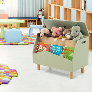 Urocze pudełko na zabawki Montessori 3 w 1 | Ławka | Półka na książki | Pistacjowa zieleń