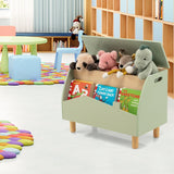 Jolie boîte à jouets Montessori 3-en-1 | Banquette | Étagère à livres | Vert pistache