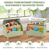 Coffre à jouets Montessori 3-en-1 pour enfants | Banquette | Étagère à livres | Vert pistache