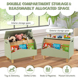 Kids 3-in-1 Montessori Toy Box | Bench Seat | Book Shelf  | Pistachio Green
