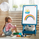Caballete portátil Montessori de doble cara | Pizarra blanca magnética de altura ajustable con imanes | Almacenamiento y Accesorios | 3 años +