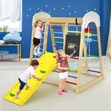 Gimnasio de escalada Montessori de madera natural 8 en 1 para niños con columpio | Diapositiva | Muro de escalada | Barras de mono y más | 3 años+