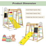 Gimnasio de escalada Montessori de madera ecológica 8 en 1 para niños con columpio | Diapositiva | Muro de escalada | Barras de mono y más | 3 años+