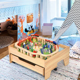 This superb deluxe train track set includes 100 detailed figures and objects for endless role play adventure.