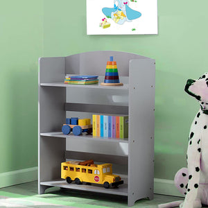 Montessori trelags bokhylle for barn | Moderne design | Grå | 1m høy barnetre Montessori 3-lags bokhylle | Moderne design | Grå | 1m høy