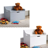 Caja de juguetes Montessori grande y asiento de banco con bisagra de liberación lenta | Otomano | Caja de manta