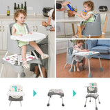 7-in-1 Multi Purpose Grow-with-Me Dinosaur High Chair & Tray | Booster Seat | Low Chair | Table & Chair Set | 6 months - 6 years
