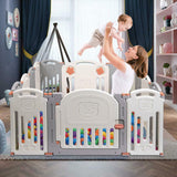 10-Panel-faltbarer und modularer Baby-Laufstall | Bällebad | Grau und Weiß