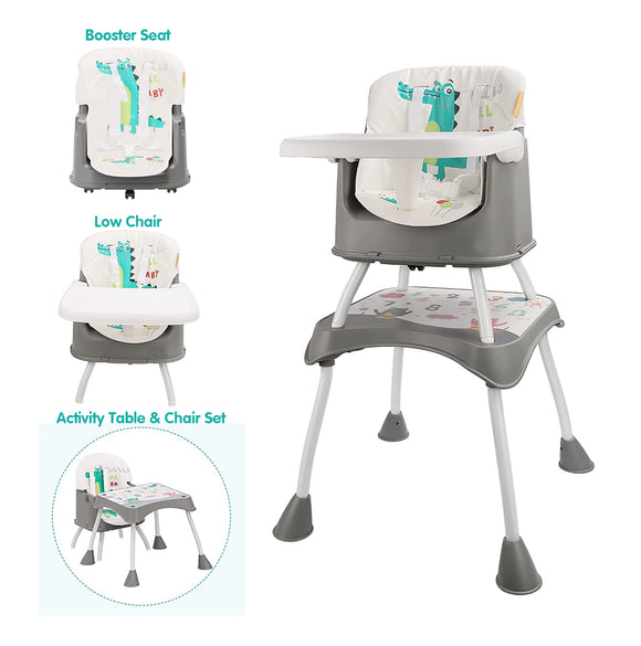 7-in-1 Multi Purpose Grow-with-Me Dinosaur High Chair & Tray | Booster Seat | Low Chair | Table & Chair Set | 6 months -