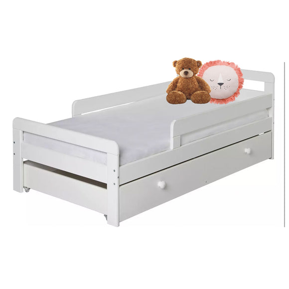 Eco-conscious Solid Wood Toddler Bed with Underbed Storage Drawer | Beds for Toddlers | Kids Single Bed
