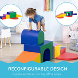 Grand équipement de jeu doux intérieur | Ensemble de jeu en mousse Montessori 7 pièces avec marches et tunnel | Multi couleurs | 6 mois+