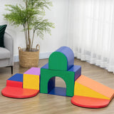 Große Indoor-Softspielgeräte | Montessori 7-teiliges Schaumstoff-Spielset mit Stufen und Tunnel | Primärfarben | 18 Monate+